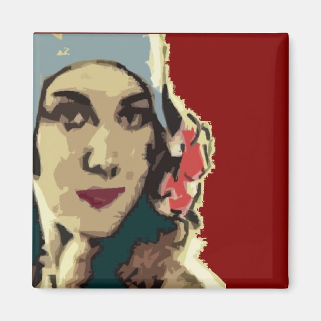 1920-tals dam i blå hatt Pop Art Magnet (Framsidan)
