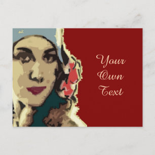 1920-tals dam i blå hatt Pop Art Vykort