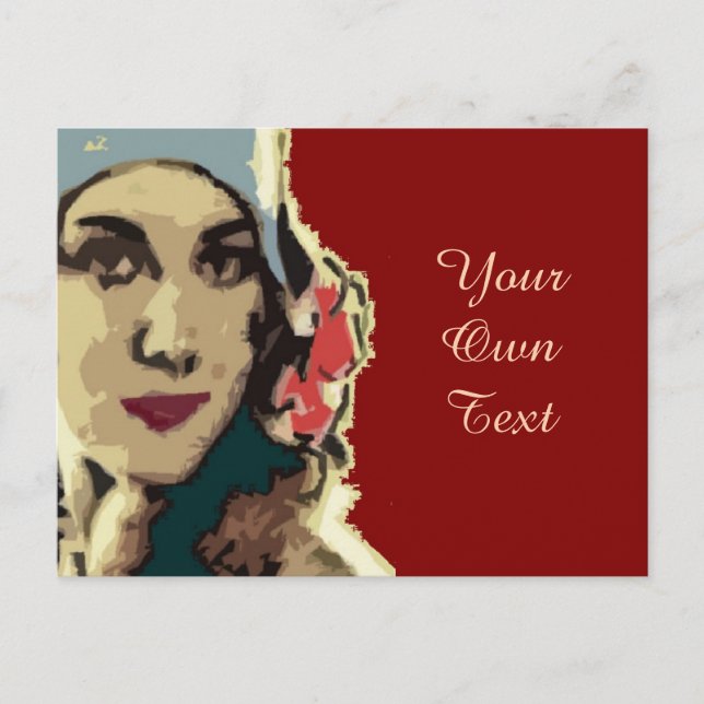 1920-tals dam i blå hatt Pop Art Vykort (Framsida)