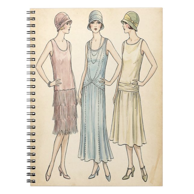1920-tals Flapper Mode Journal — Art Deco Omslag Anteckningsbok (Framsidan)