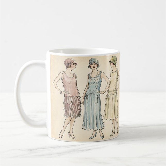 1920-tals Flapper-mote — Retro Art Deco-mugg Kaffemugg (Vänster)