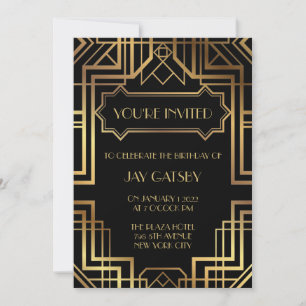 1920-tals Great Gatsby-tema Art Deco-inbjudan Inbjudningar