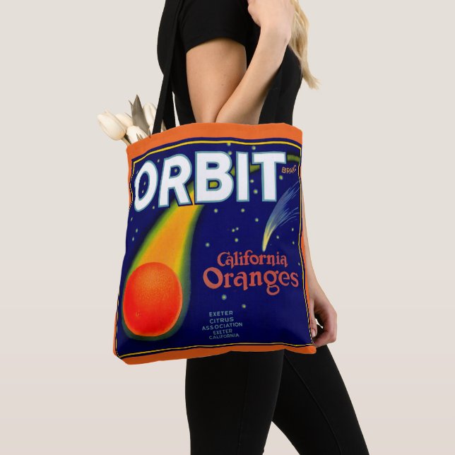 1920-tals Orbit Oranges fruktlåda etikett tryck Tygkasse (Närbild)