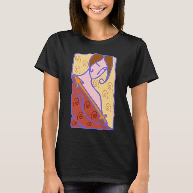 1920-tals Skytten-kvinna i orange T Shirt (Framsida)