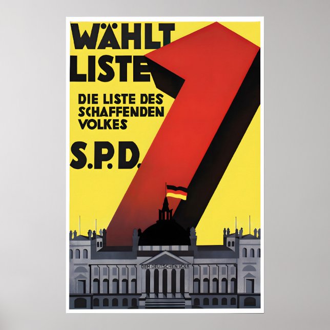 1920-tals tyskt valaffisch SPD Arbetarpartiet Poster (Framsidan)