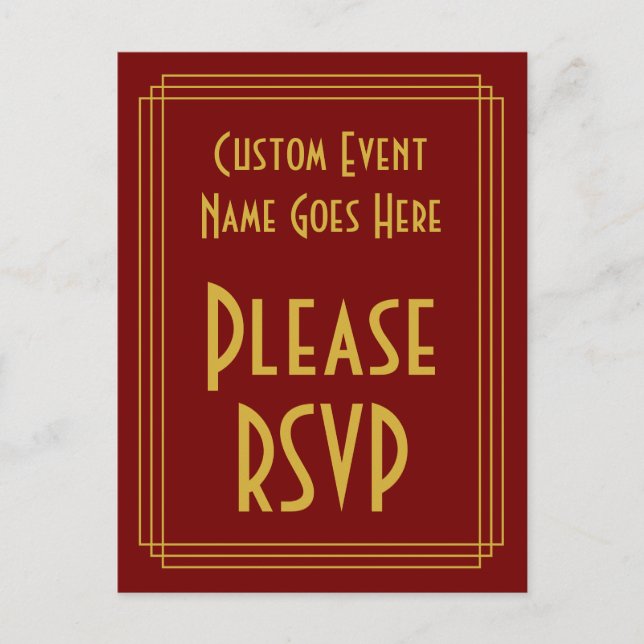 1920-talsinspirerat vykort med "Vänligen RSVP" (Framsida)