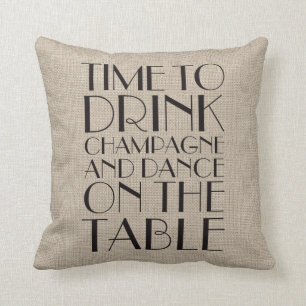 1920-tiden att dricka Champagne Burlap Pillow Kudde