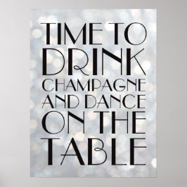 1920-tiden för att dricka champagne Poster silver