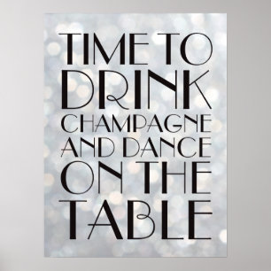 1920-tiden för att dricka champagne Poster silver