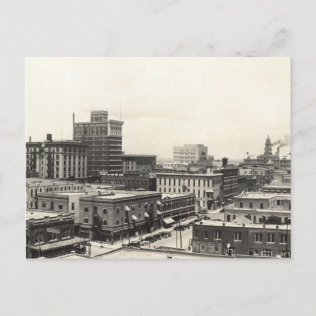 1920 View of Downtown Fort Worth, TX & Domstol Vykort (Framsida)