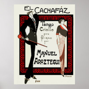 1920 Vintage Caricature Argentina Lakan Music Poster