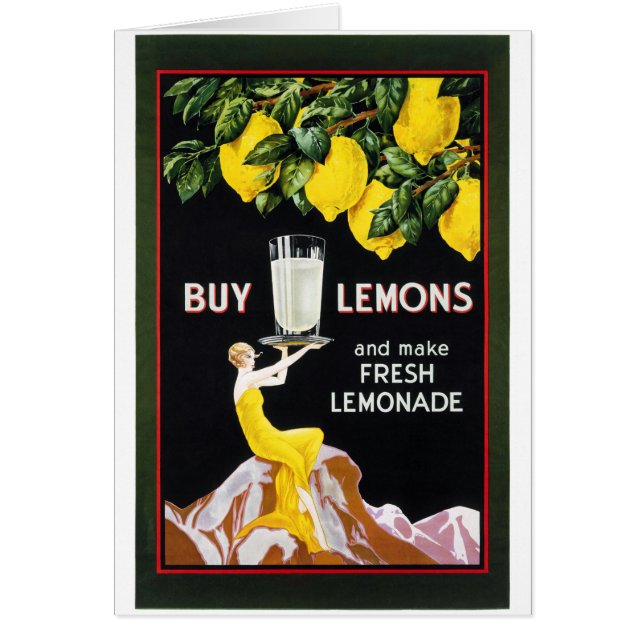 1920 Vintage Livsmedel Lemonade Poster återställd Hälsningskort (Framsidan)
