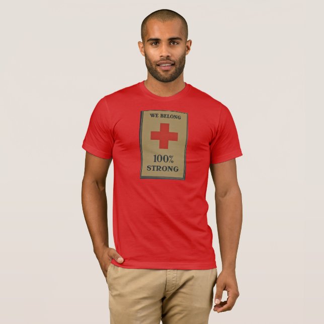 1920 WWI Red Kor "We Belong 100% Strong" T Shirt (Hel framsida)