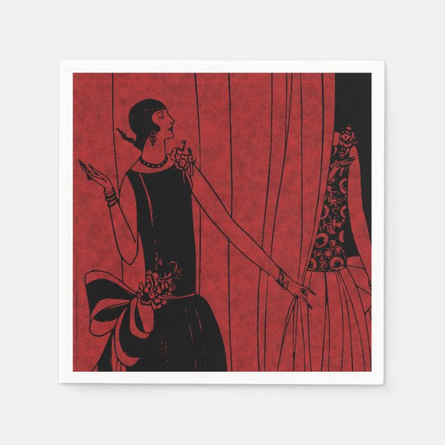 1920s Art Deco Fashion Show Red and Black Pappersservett (Framsidan)
