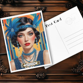 1920s Cocktail Elegance Flapper Girl Vykort