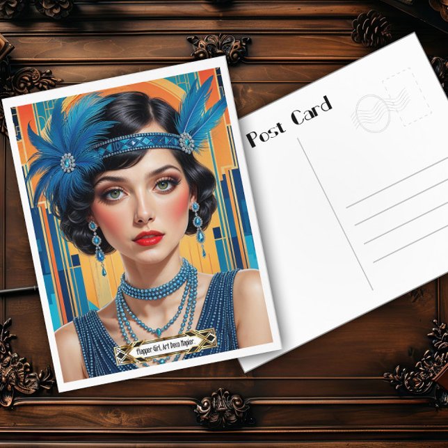 1920s Cocktail Elegance Flapper Girl  Vykort (Skapare uppladdad)