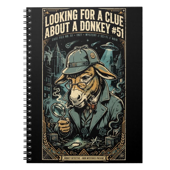 1920s Detective Donkey Noir Comic Anteckningsbok (Framsidan)