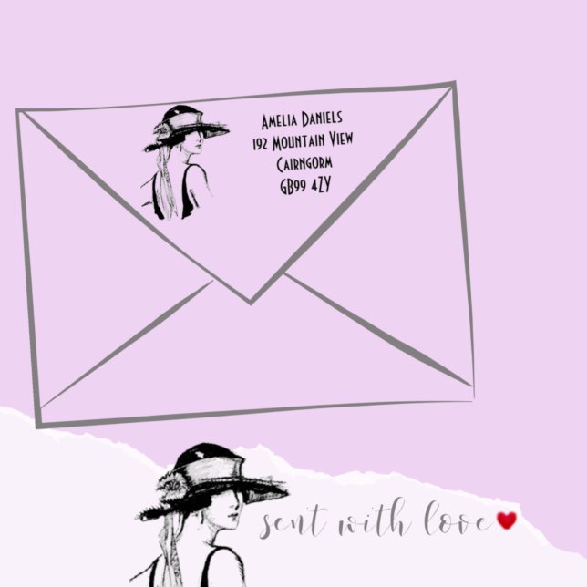 1920's Flapper Girl Adress Self-Inking Frimärke Självfärgande Stämpel (Skapare uppladdad)