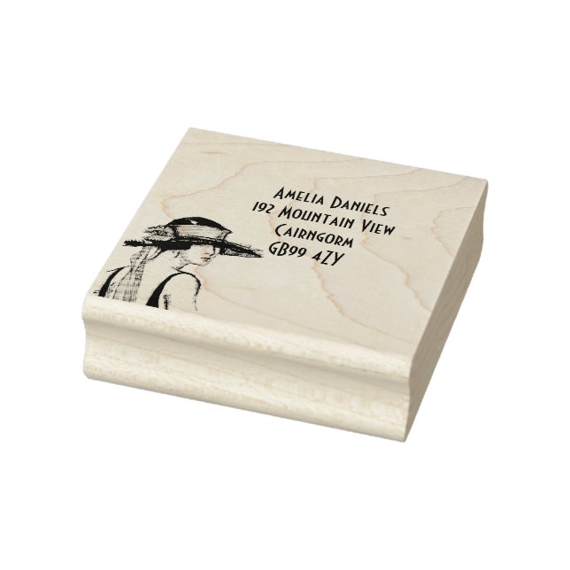 1920's Flapper Girl Adress Self-Inking Frimärke Stämpel (Stämpel)