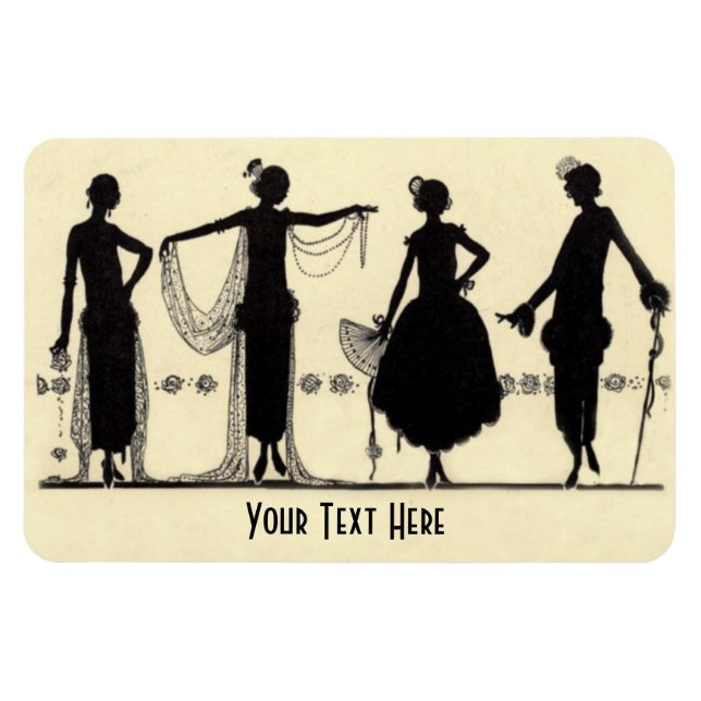 1920's Flapper Mode Silhouette Fridge Magnet (Horisontell)