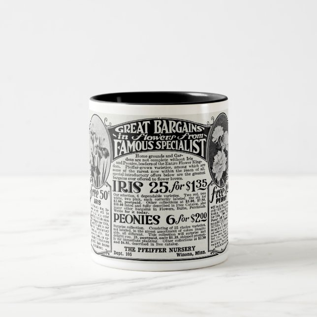 1920S FLOWER-SEED-REKLAM Två-Tonad MUGG (Center)