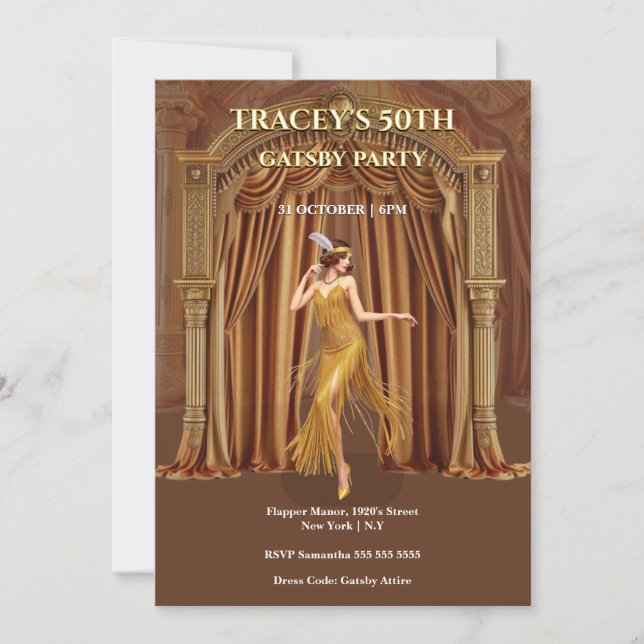 1920s Gatsby 50th Birthday Invitation Inbjudningar (Framsida)