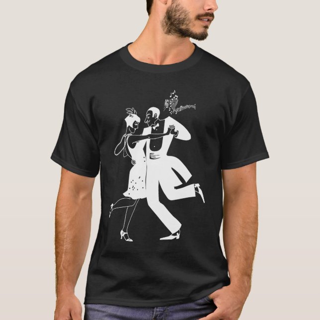 1920's Great Gatsby Glamorous Couple Dancing Class T Shirt (Framsida)