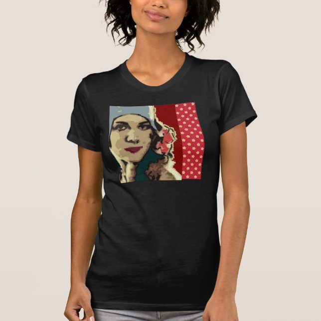 1920s Lady in a Blue Hat Pop Art T Shirt (Framsida)