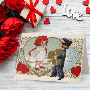 1920s Offering of Love Vintage Valentine's Day Helgkort