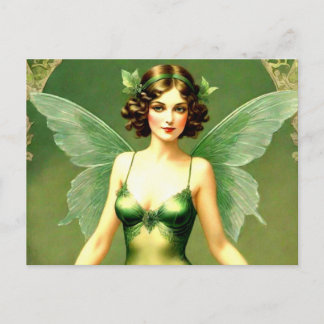 1920s Style Green Fairy Vykort