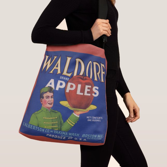1920s Waldorf Apples låda-etikett Axelväska (Närbild)