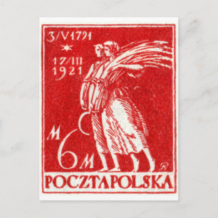 1921 6 miljoner polska Postage Frimärke Vykort