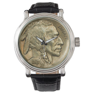 1921 indiska Head myntklocka Armbandsur