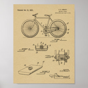 1921 Klipp ut cirkelformad design, patentbild Skri Poster