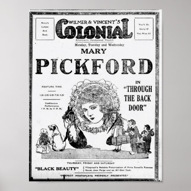 1921, Mary Pickford, genom bakdörren Poster (Framsidan)