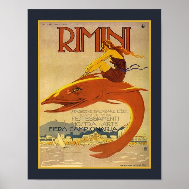 1922 Art Deco Rimini Art Exhibition och Poster (Framsidan)
