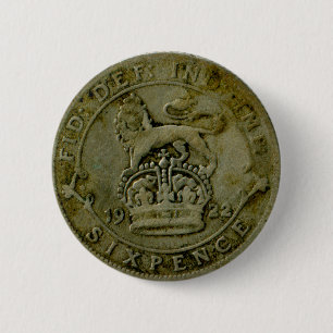 1922 brittiska sixpence knäppas knapp