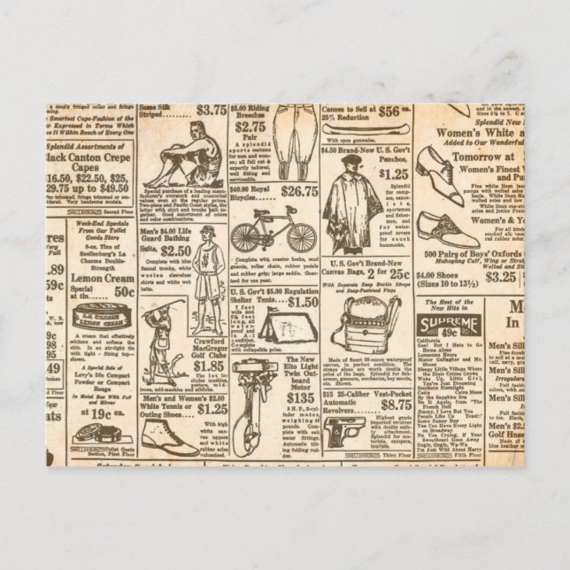 1922 gammal tidningsannons vykort (Framsida)