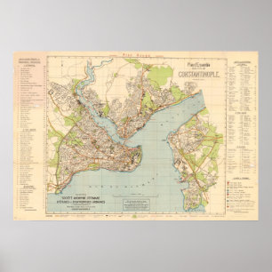 1922 Karta i Istanbul, Turkiet Poster