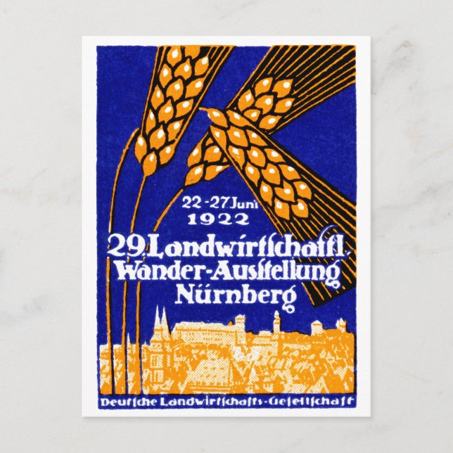 1922 Nürnbergers jordbruksöversikt Vykort (Framsida)