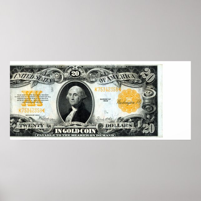 1922 US Guld-certifikat Poster (Framsidan)