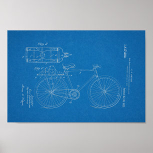 1922 Vintage Bicycle Patent Art-utskrift Poster