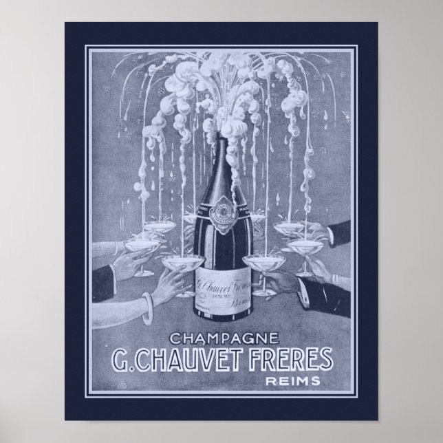 1923 Art Deco Champagne Ad Poster (Framsidan)