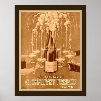 1923 Art Deco Champagne och Poster