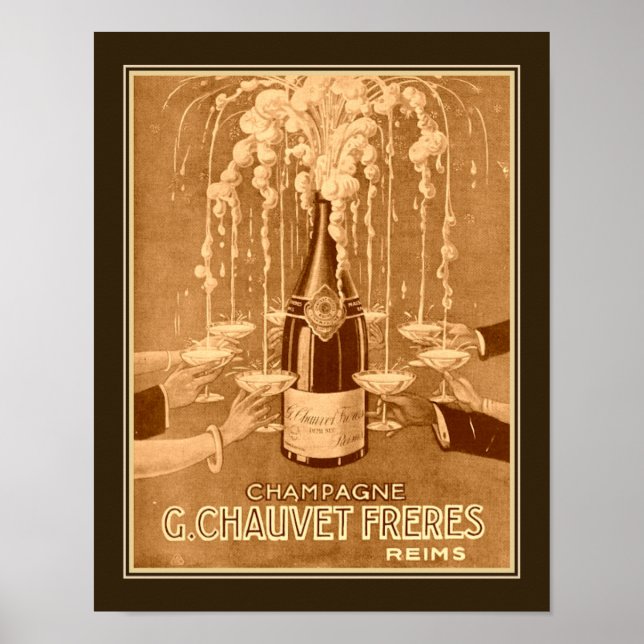 1923 Art Deco Champagne och Poster (Framsidan)