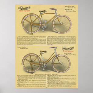 1923 Boys Girls Skogsvaktare Bicycle and Art Poste Poster