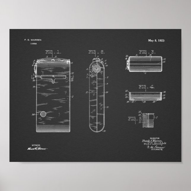 1923 Compact Camera Patent Art Teckning Skriv ut Poster (Framsidan)