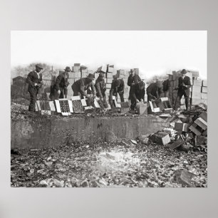 1923, Destroying Bootleg Liquor. Vintage Photo Poster