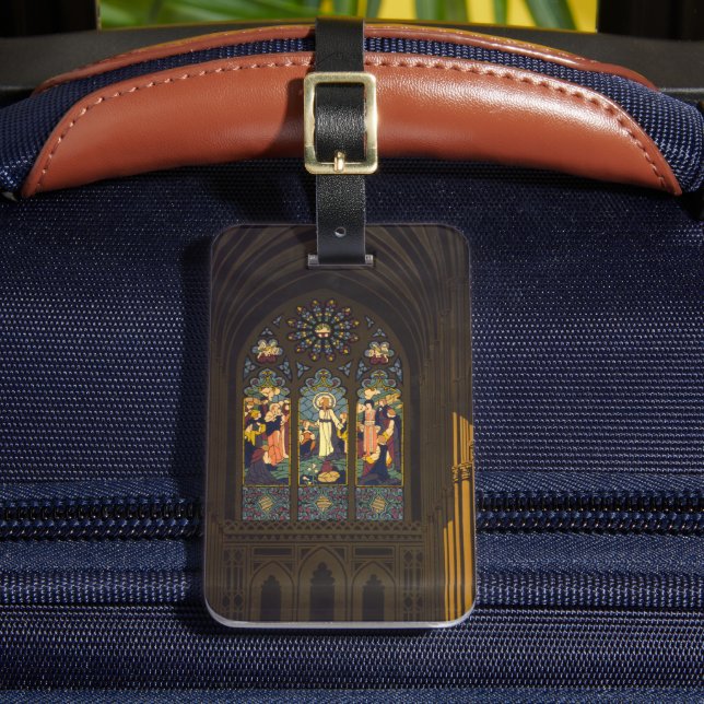 1923 Poster om en kyrka med fastsatt glasfönster. Bagagebricka (Framsida Insitu 2)