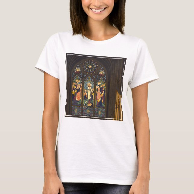 1923 Poster om en kyrka med fastsatt glasfönster. T Shirt (Framsida)